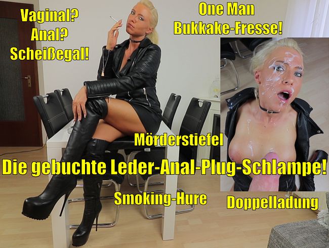 One Man Bukkake-Fresse nach Leder-Anal-Plug-Schlampen Arschfick!