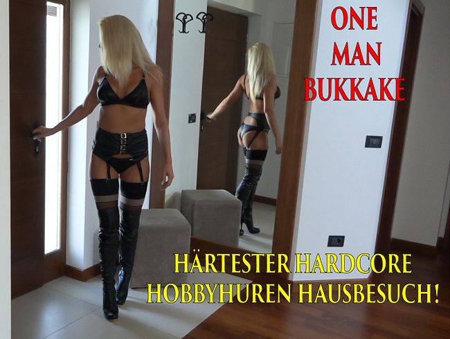 Härtester Hardcore Hobbyhuren Hausbesuch!!! Gebuchte Straps-Stiefel-Schlampe bekommt OneManBukkake!